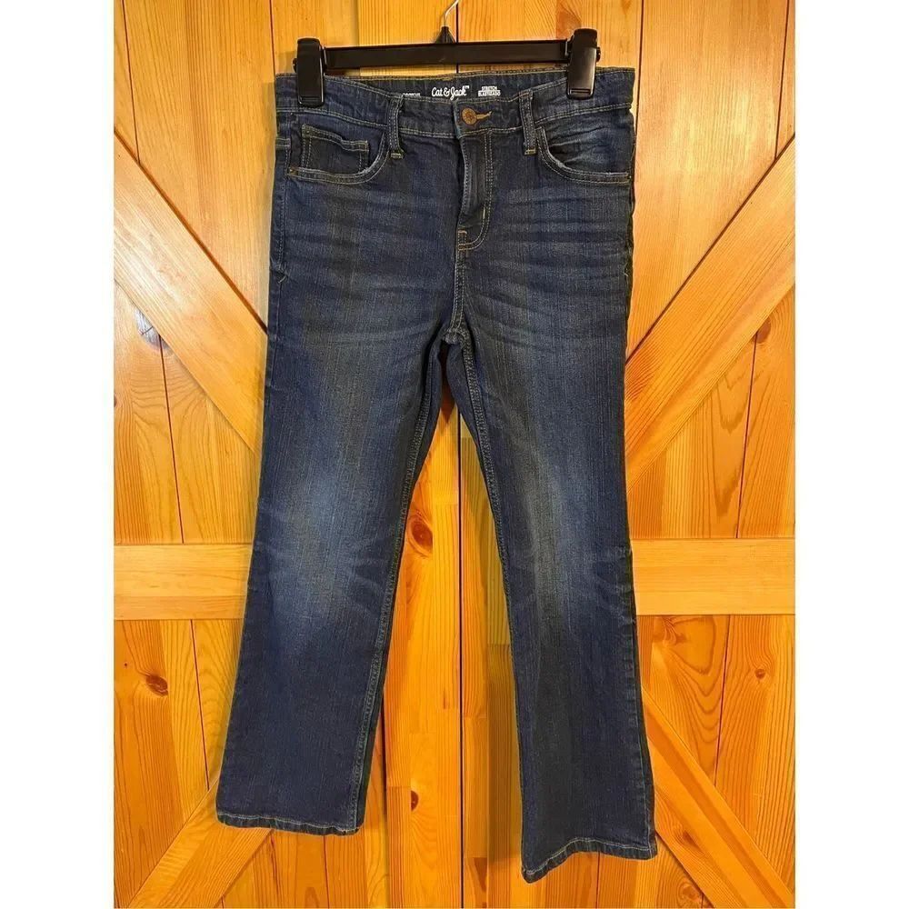 Cat & Jack Girl's Jeans Super Stretch- Boot Cut - Adjustable Waist Size 14 (2649
